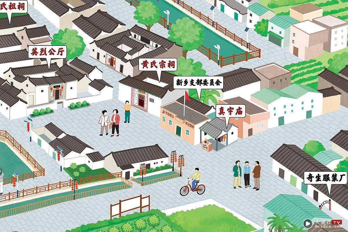 汕头澄海隆都新乡村手绘地图